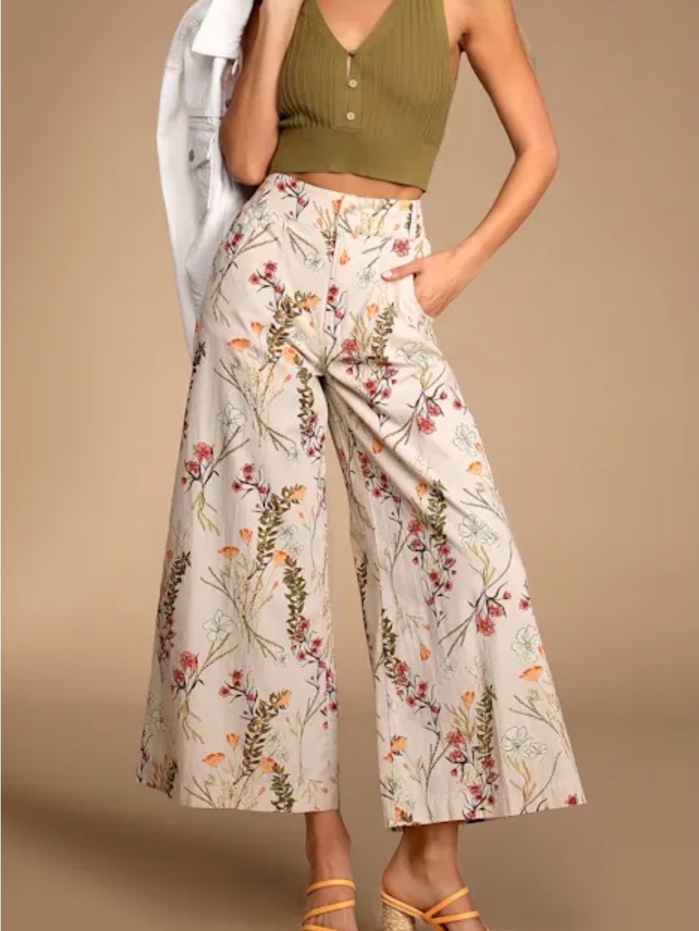 Free people menorca cropped pants floral size 10